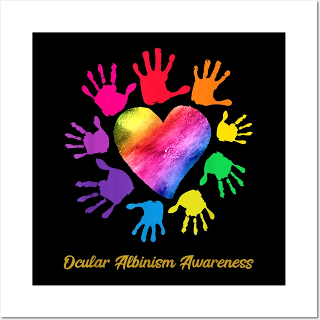 We Wear Rainbow Heart For Ocular Albinism Awareness Wall Art by luxembourgertreatable